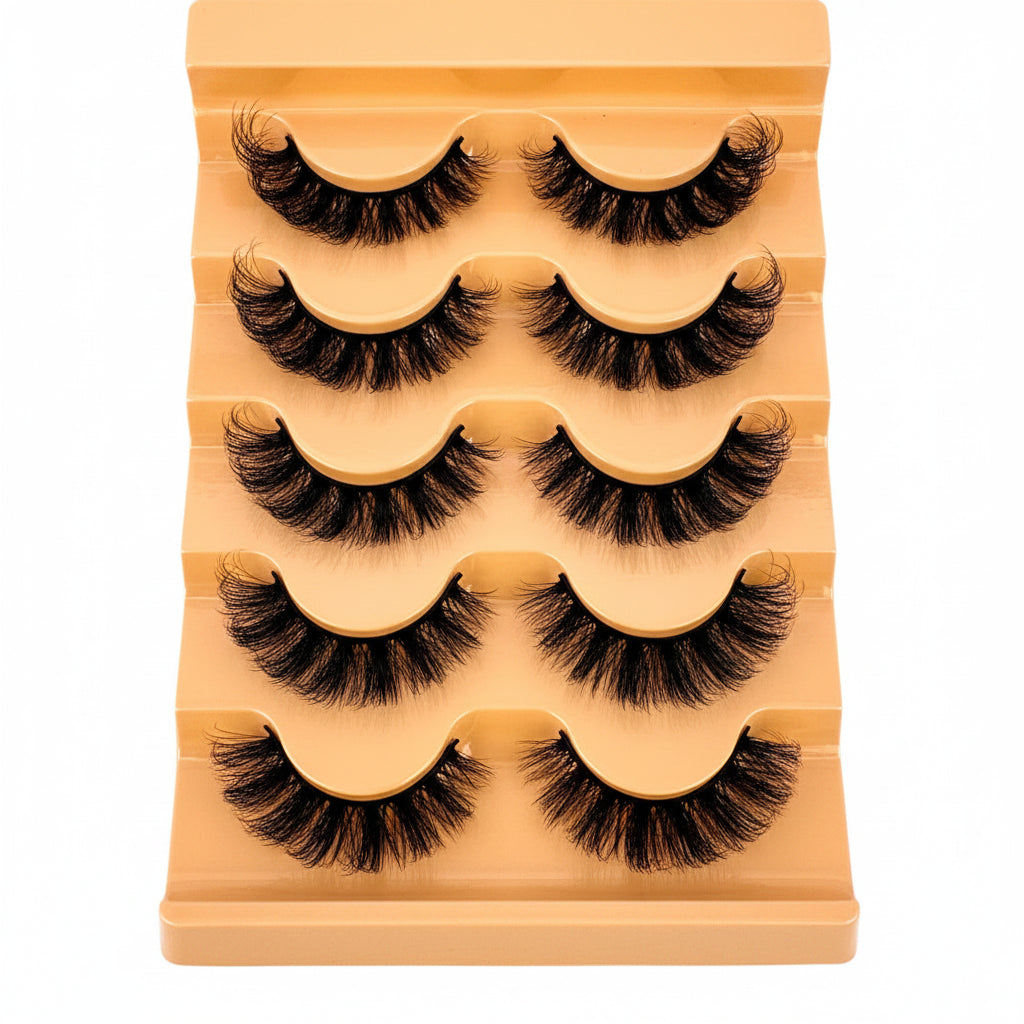 ✨5 Pairs Classic Hybrid Volume Lashes – Wispy D Curl Short Russian Strip Lashes
